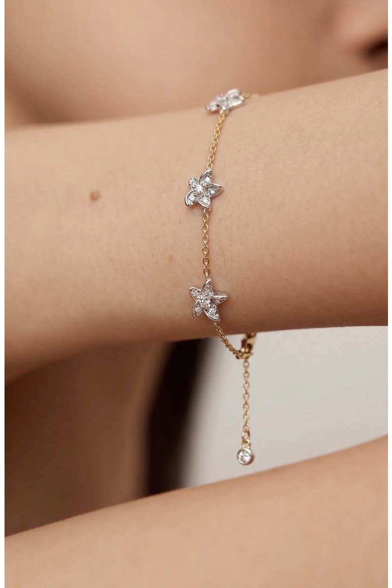 Luludi Flower Mix Metal Bracelet in Gold, Alternate, color, Two Tone