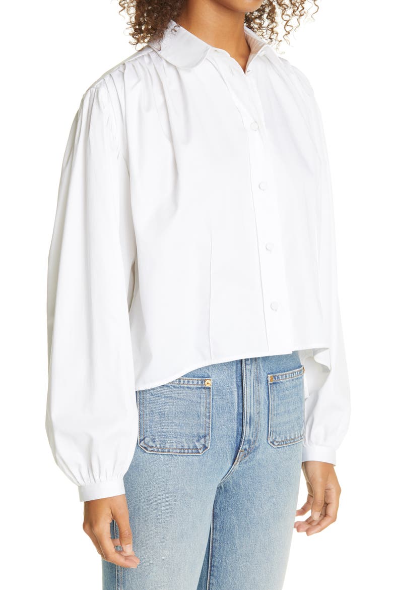 The Carolanne Crop Poplin Top, Alternate, color, WHITE