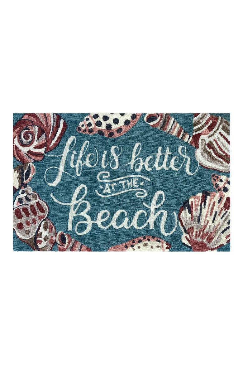 Life's a Beach Looped Door Mat, Main, color, AQUA MULTI