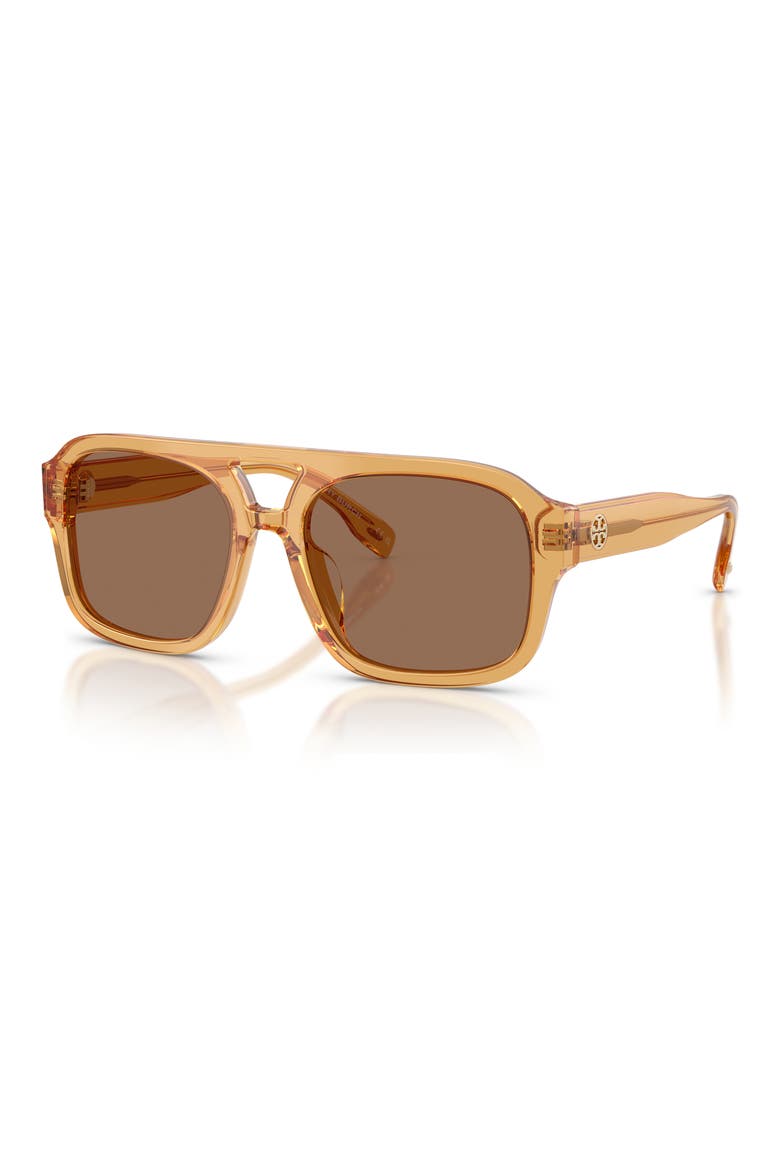 53mm Gradient Pilot Sunglasses, Alternate, color, YELLOW BROWN / SOLID BROWN