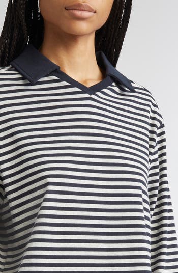 palomawool ポロシャツ GONDOLIERI B-Men's Long-sleeved striped polo-neck top made