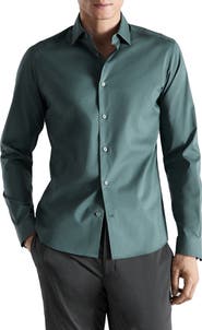MANGO Regular Fit Stretch Cotton Blend Button-Up Shirt