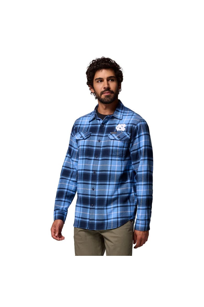 Men's Columbia  Carolina Blue North Carolina Tar Heels Flare Gun Omni-Wick Flannel Long Sleeve Button-Up Shirt, Alternate, color, Blue