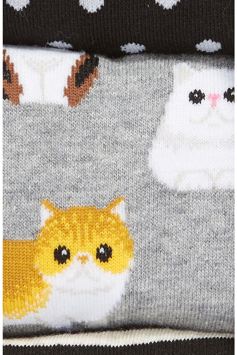 3-Pack Cat Socks, Alternate, color, BLACK