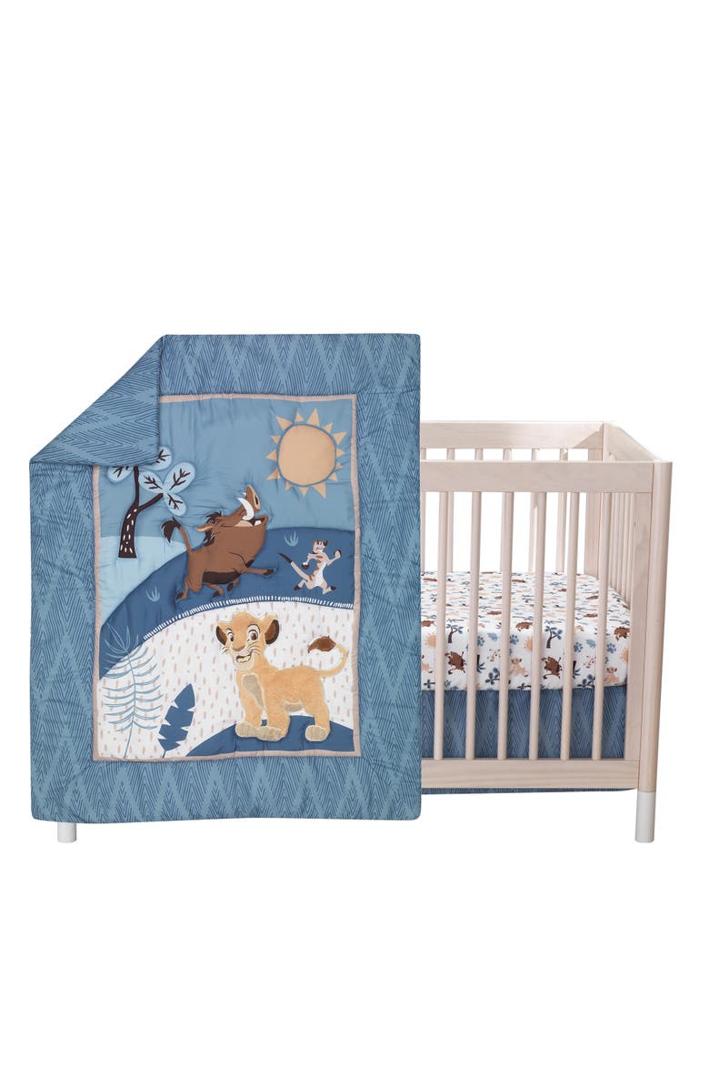 Lambs & Ivy Disney Baby Lion King Adventure 3-Piece Crib Bedding Set, Main, color, Blue