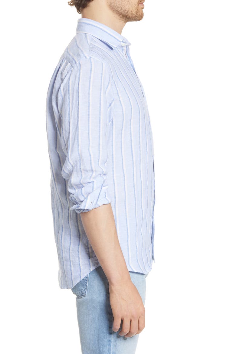 Paul Regular Fit Stripe Linen Button-Up Shirt, Alternate, color, WHITE & BLUE STRIPE