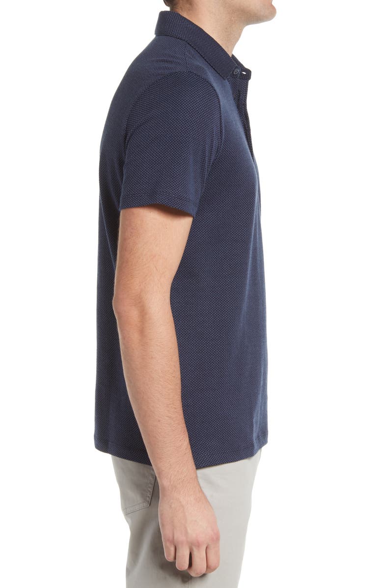 Robert Barakett Creston Micropattern Jacquard Polo, Alternate, color, Navy