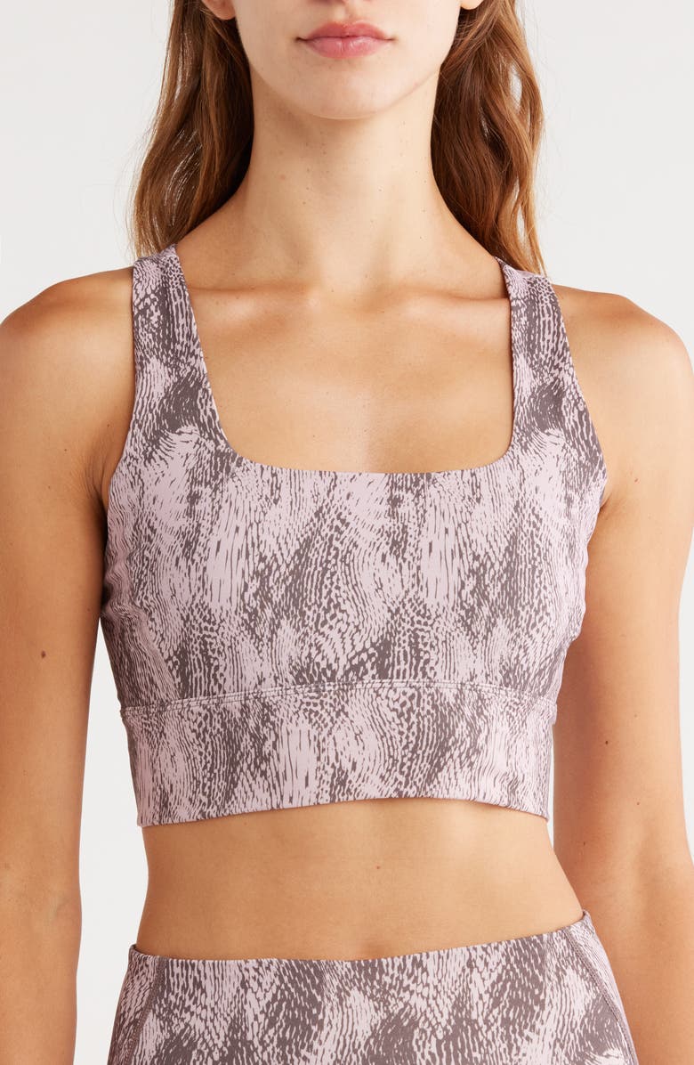 Z by Zella Perform Print Sports Bra, Main, color, Grey Python Print