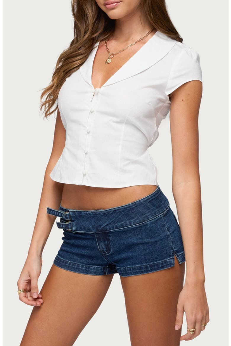 Alexie Tailored Crop Shirt, Alternate, color, WHITE