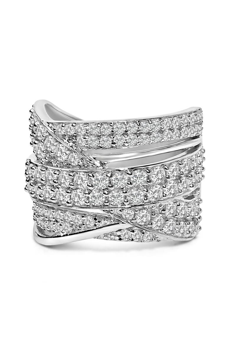 Silver 2.00 Cttw Diamond Overlapping Bypass Band Ring, Main, color, Silver