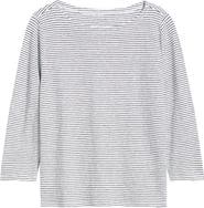 Eileen Fisher Stripe Bateau Neck Organic Linen Top