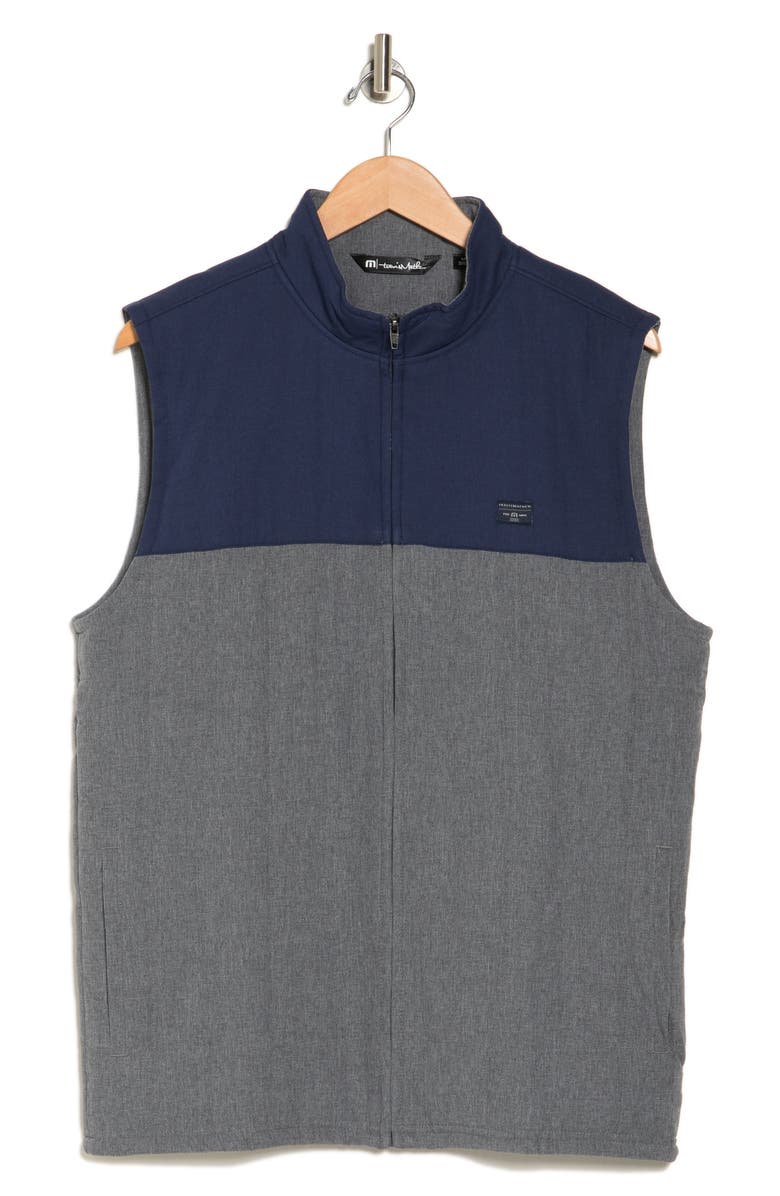 TravisMathew Northern Colorblock Vest, Alternate, color, Heather Blue Nights