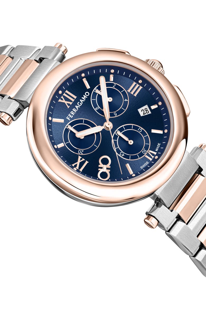 FERRAGAMO Legacy Chronograph Bracelet Watch, 40mm, Alternate, color, Two Tone