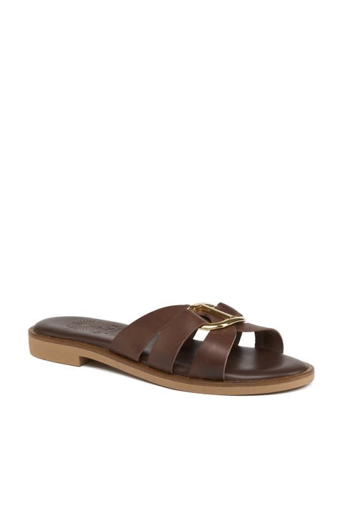 Eris Gold Buckle Slide Sandal