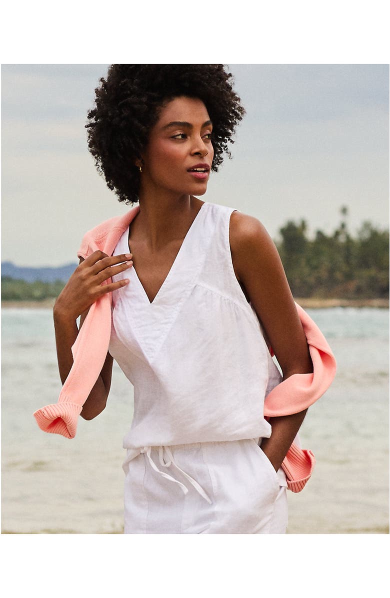 Lands' End Linen V Neck Top, Alternate, color, White