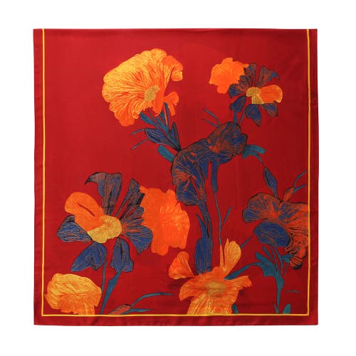 Youzey Koi Pond Floral Scarf In Red