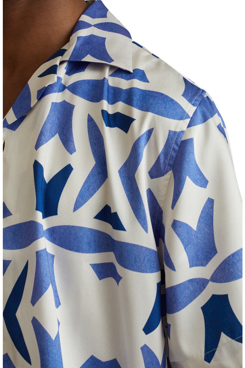 Purkiss Geo Print Camp Shirt, Alternate, color, WHITE/ BRIGHT BLUE