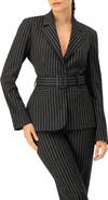 IVONNE Striped Blazer With Belt