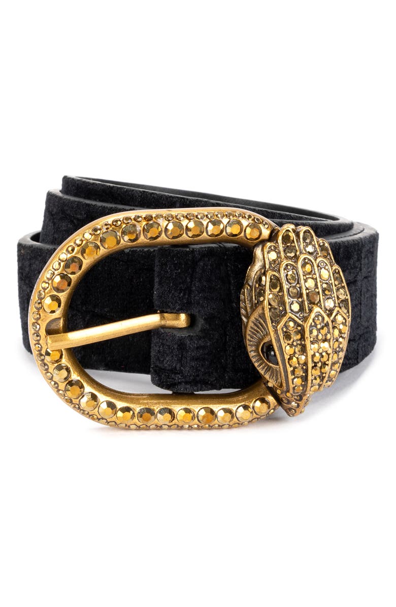 Kurt Geiger London Croc Embossed Velvet Belt, Main, color,