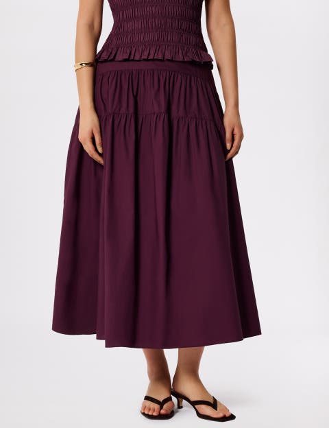 Tier Hem Cotton Skirt