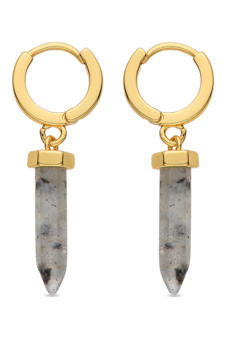 Labradorite Dangle Hoop Earrings, Alternate, color, GOLD