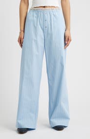 BP. Lace Waist Pinstripe Cotton Boxer Pants