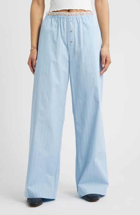 BP. Lace Waist Pinstripe Cotton Boxer Pants