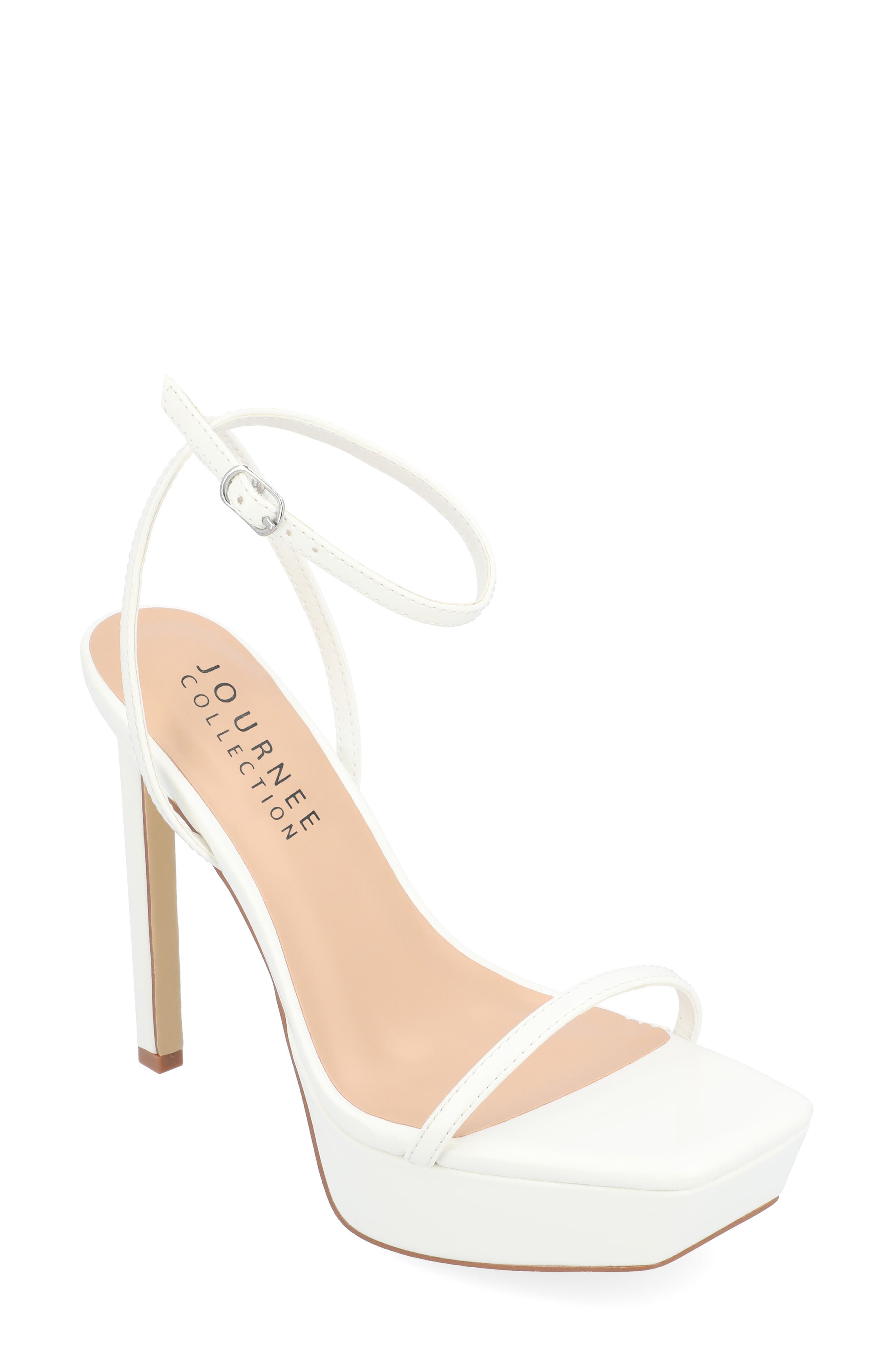 Journee Collection Telilah Strappy Platform Sandal, Main, color, White