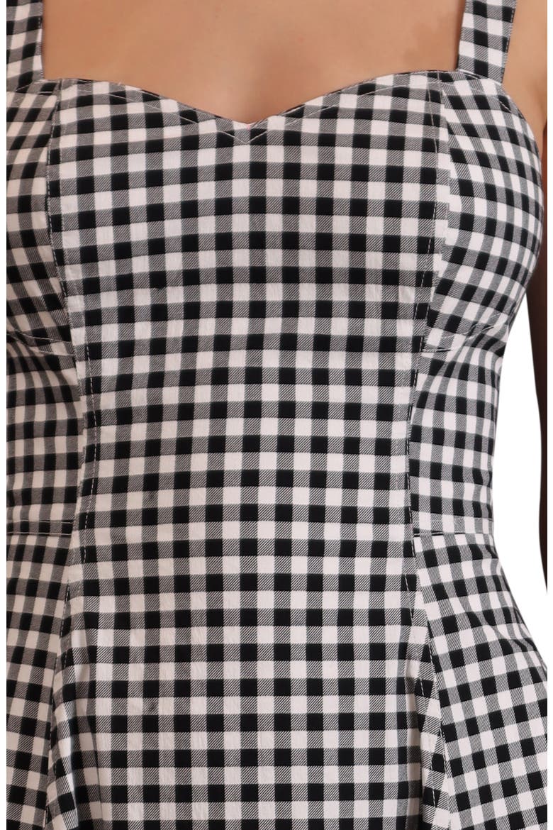 Fit and Flare Sweetheart Dress, Alternate, color, BLACK/WHITE GINGHAM