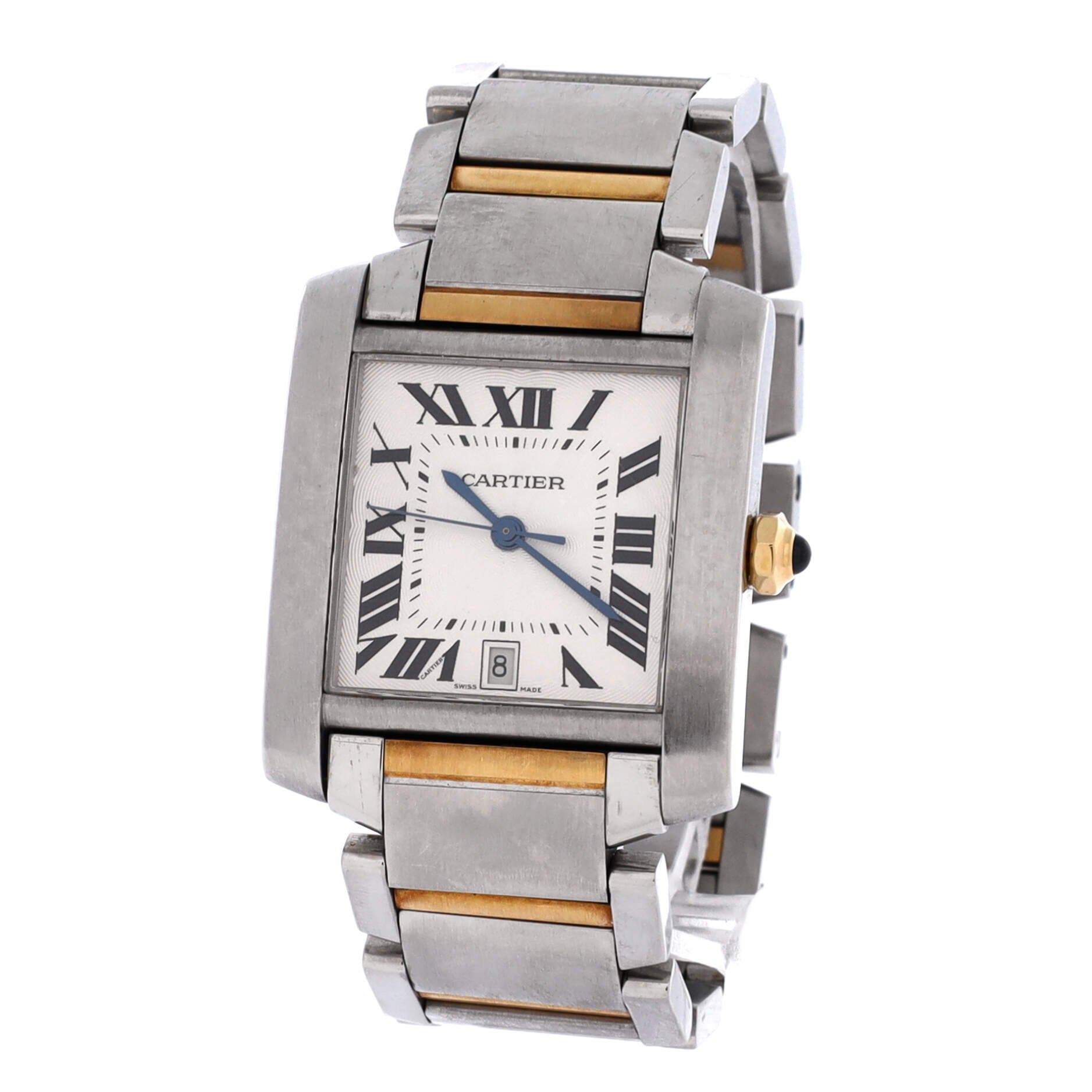 Tank Francaise Automatic Watch Stainless Steel and Yellow Gold 28, Alternate, color, Metallic Silver