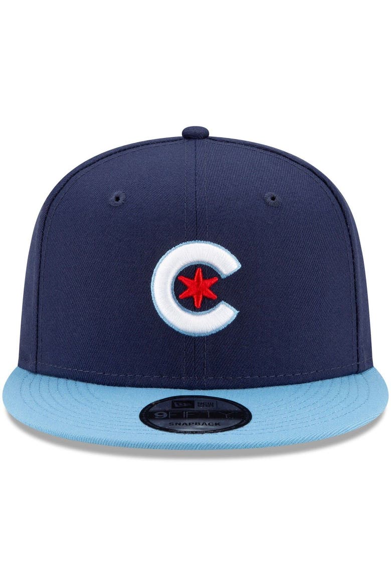 Men's New Era Navy/Light Blue Chicago Cubs 2021 City Connect 9FIFTY Snapback Adjustable Hat, Alternate, color, Navy