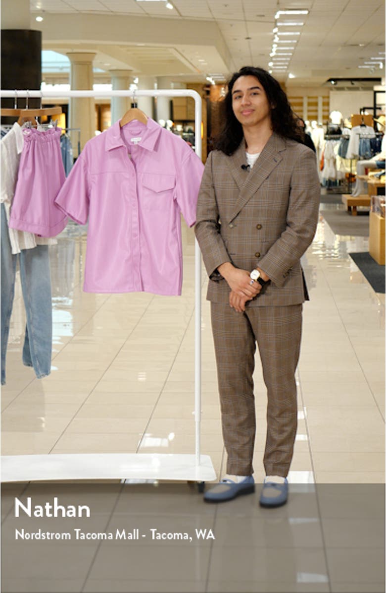 Women's Short Sleeve Faux Leather Shirt, sales video thumbnail