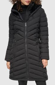 DKNY Stretch Packable Longline Quilted Jacket