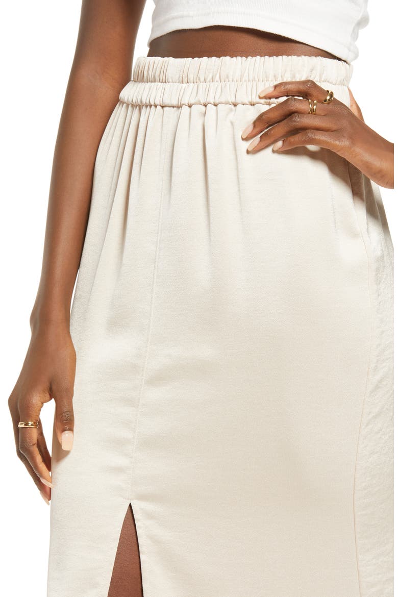 Satin Midi Skirt, Alternate, color, IVORY BONE
