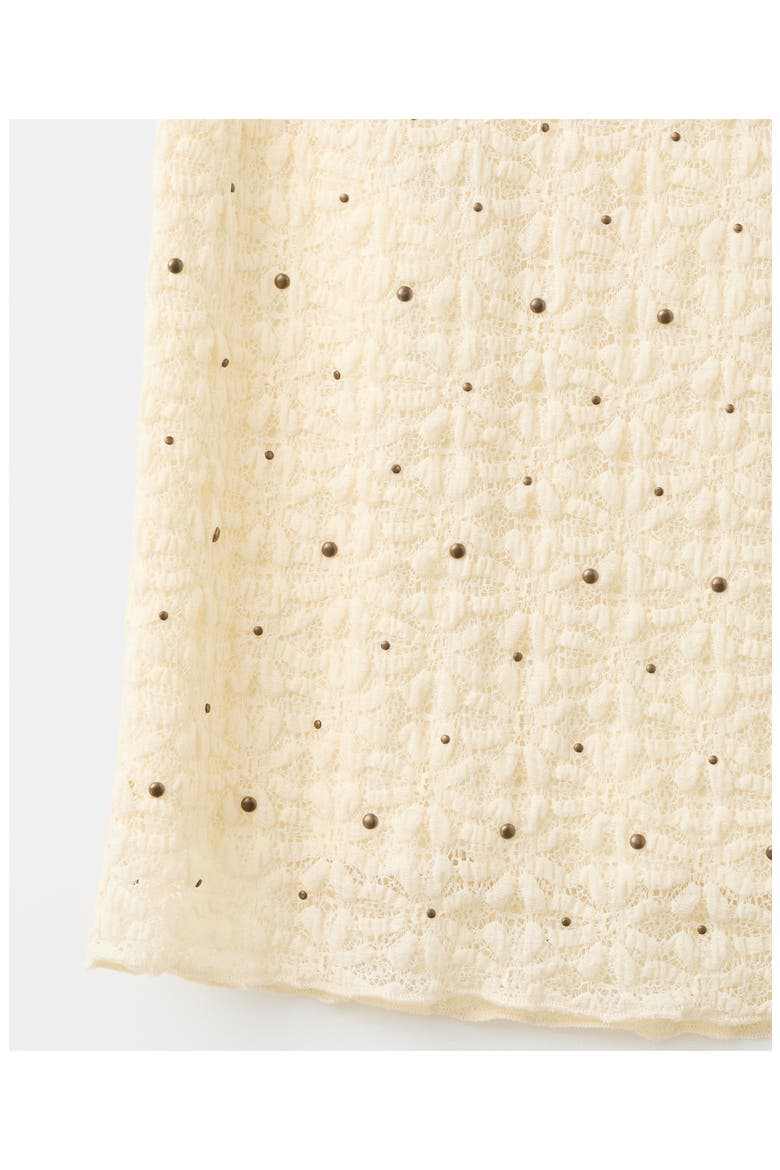 Studded Midi Skirt, Alternate, color, ECRU