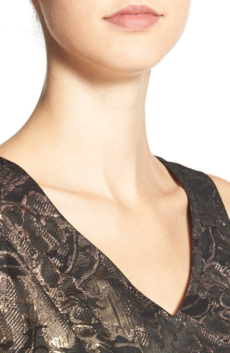 Frenchi Metallic Jacquard Fit & Flare Dress, Alternate, color,