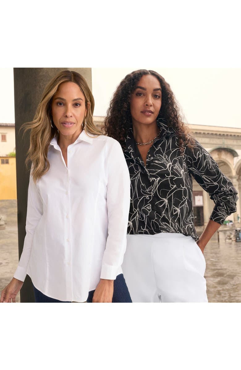 Jessica London Stretch Poplin Shirt, Alternate, color, Black