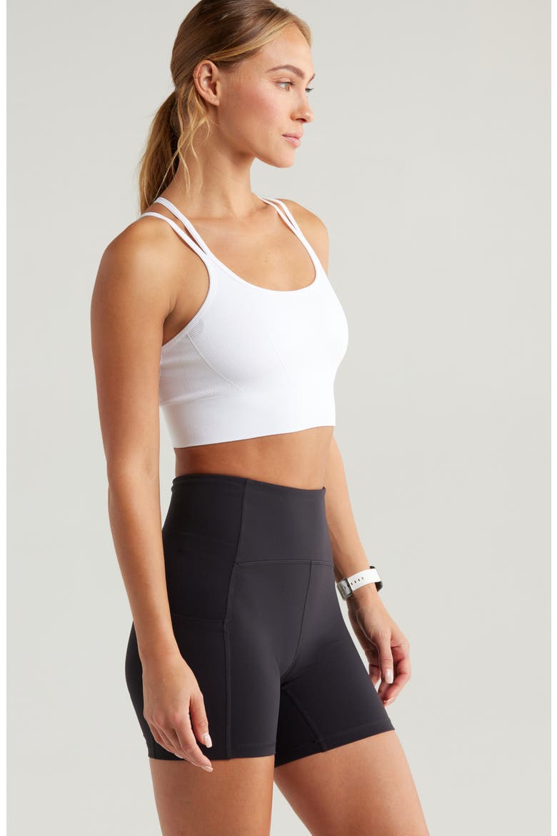 Seamless Strappy Sports Bra, Alternate, color, WHITE