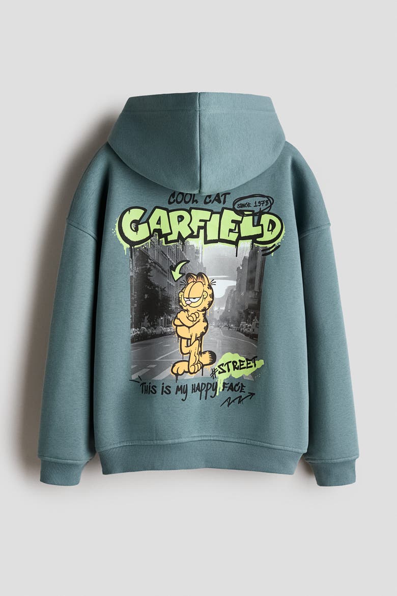 Hoodie With Printed Motif, Alternate, color, Turquoise/Garfield