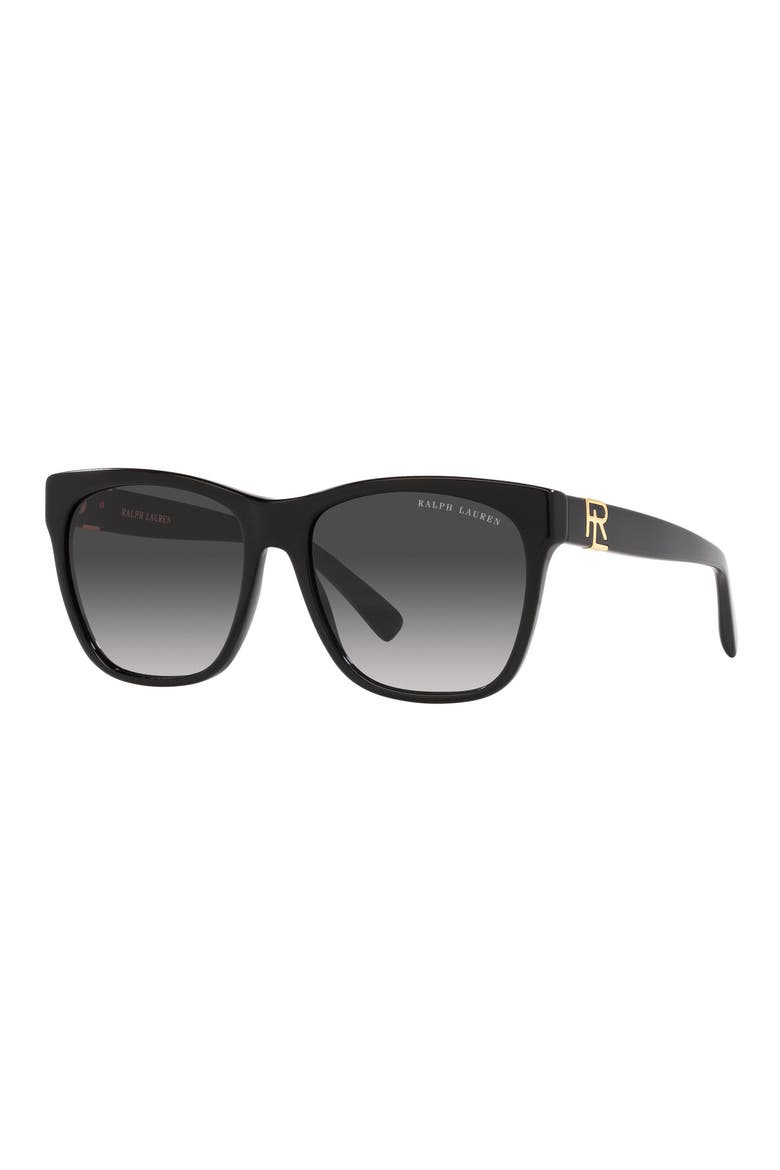 57mm Square Sunglasses, Alternate, color, BLACK