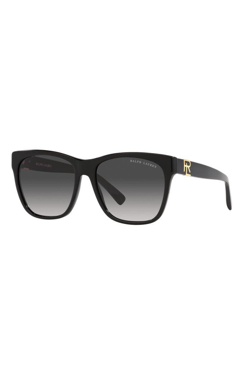 Ralph Lauren 57mm Square Sunglasses, Alternate, color, Black
