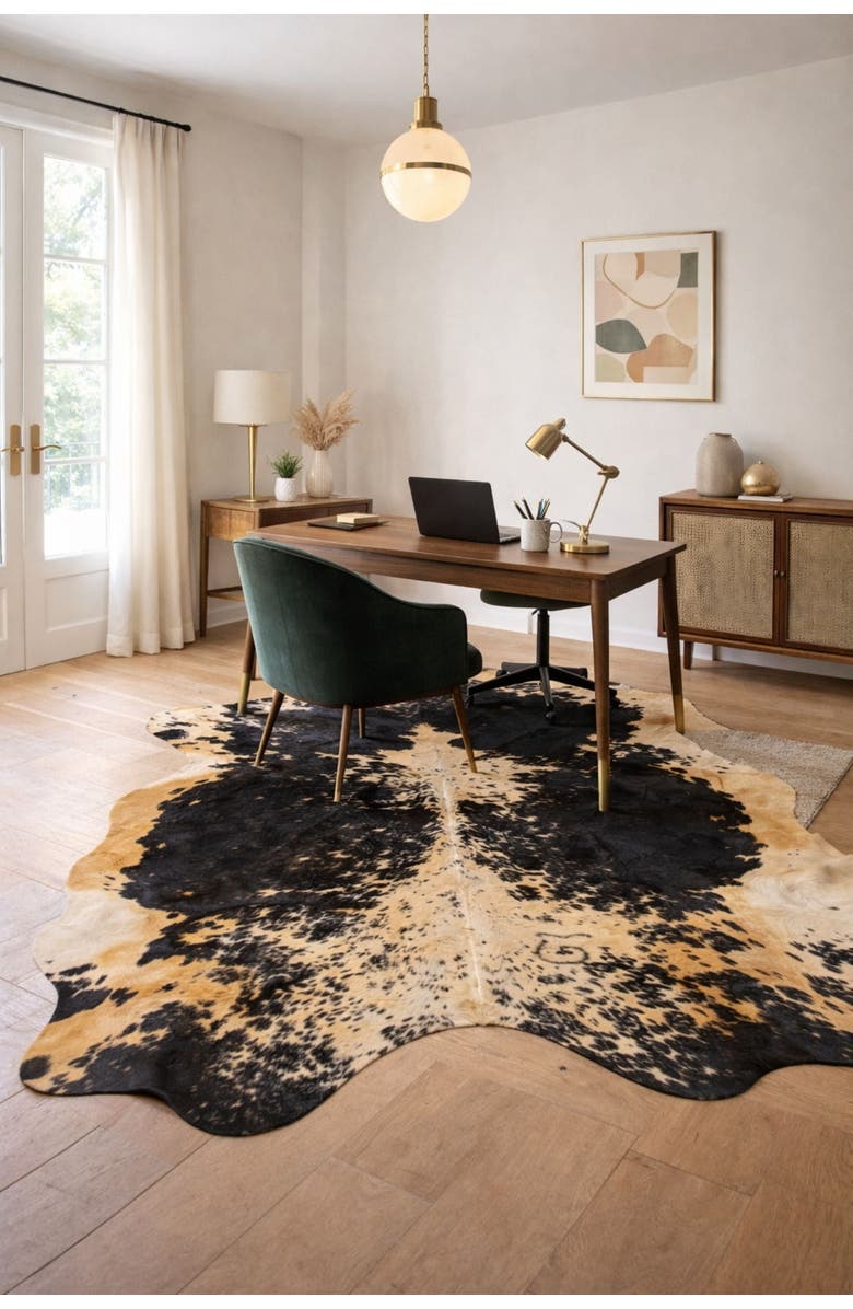 Rhacam Eco Hides Lazlo Black Speckled Cowhide Rug  7'8" × 5'11", Alternate, color, Black Speckled