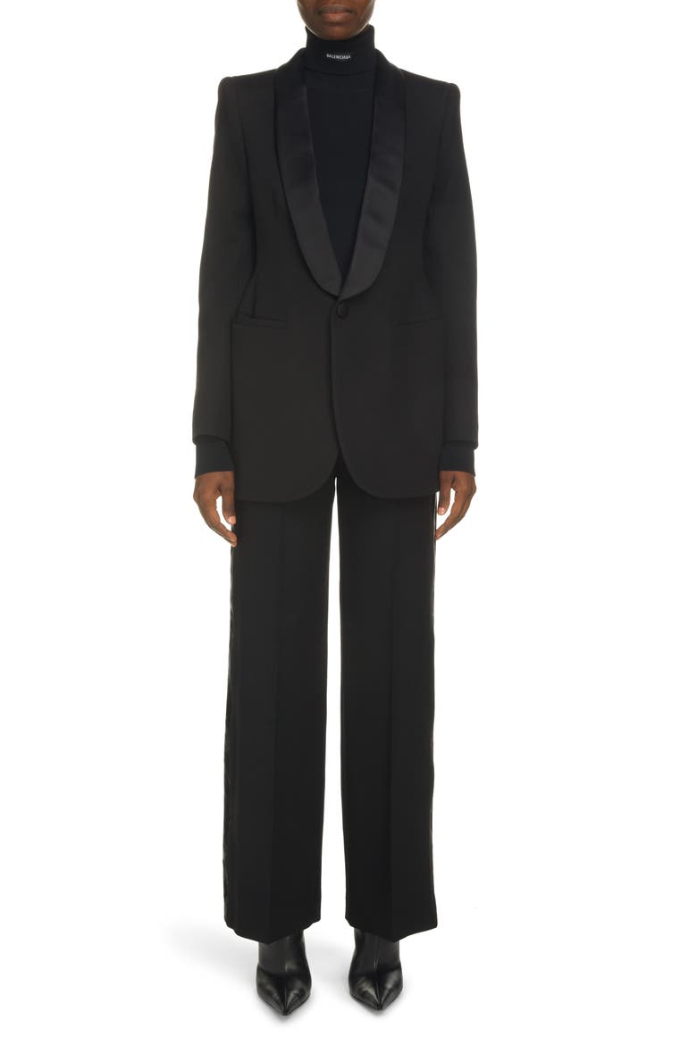 Hourglass Wool Tuxedo Jacket, Alternate, color, BLACK