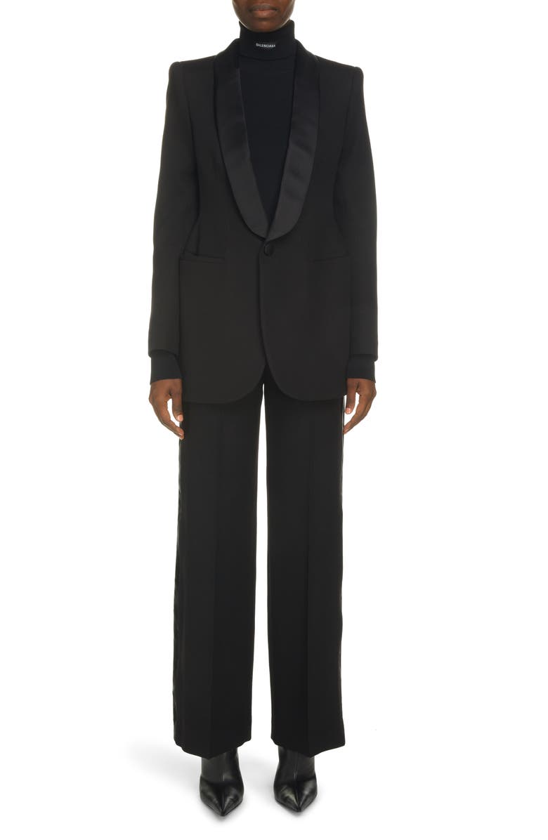 Balenciaga Hourglass Wool Tuxedo Jacket, Alternate, color,