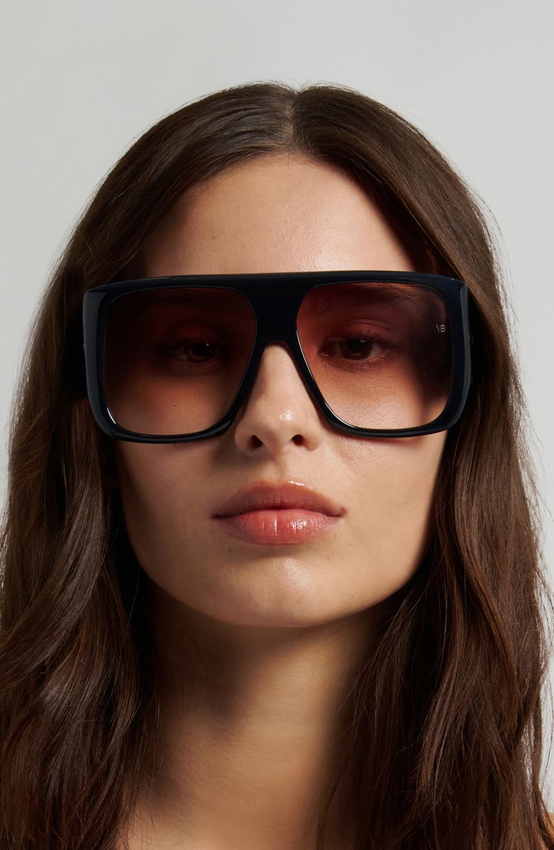 Victoria Beckham 60mm Flat Top Sunglasses, Alternate, color, Marble Blue/ Brown Sf