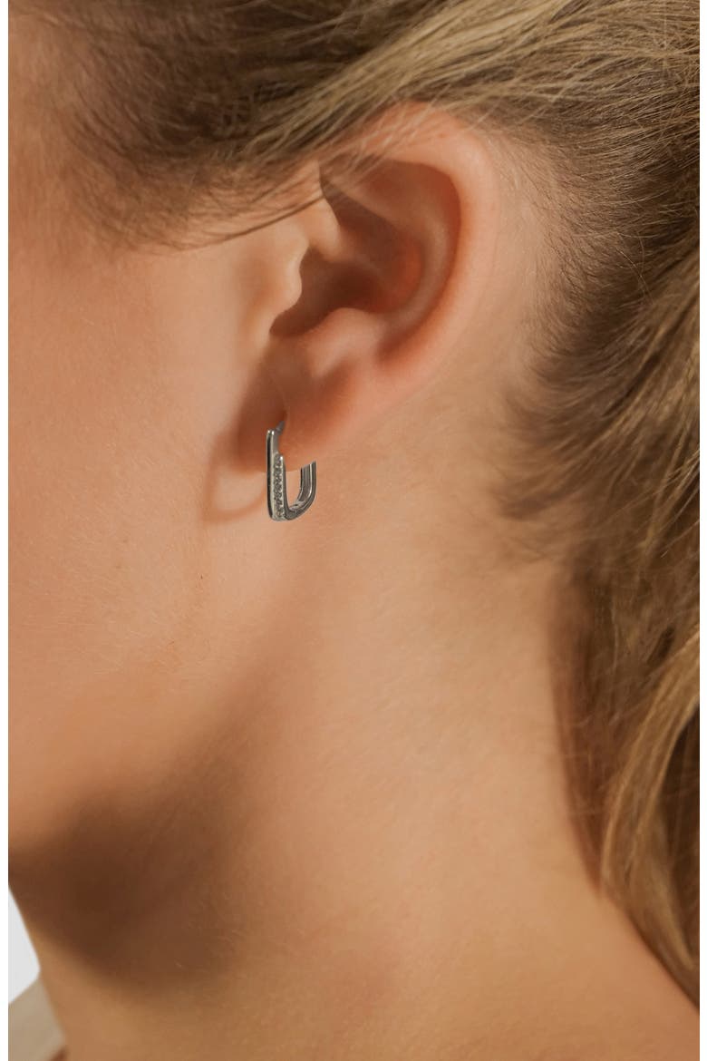 CZ Pavé Hoop Earrings, Alternate, color, SILVER