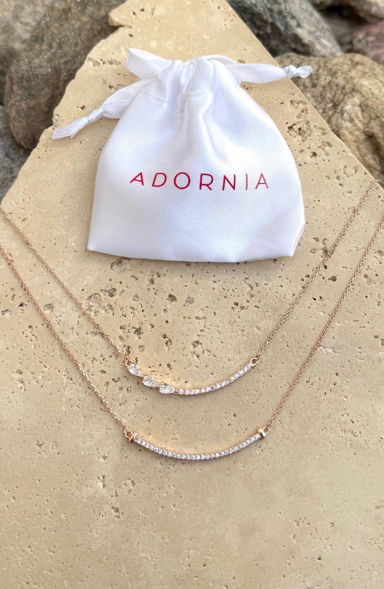 Adornia Set of 2 Crystal Curved Bar Necklaces, Alternate, color, Pink