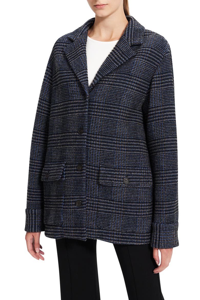 Plaid Stretch Wool & Cotton Shirt Jacket, Alternate, color, GREY MULTI