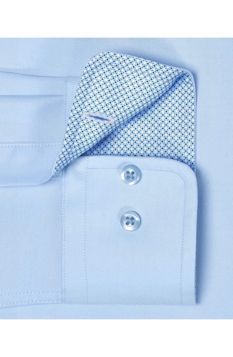David Donahue Trim Fit Sky Blue Cotton Twill Dress Shirt, Alternate, color, Sky