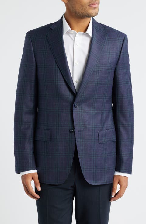 Milano Contemporary Fit Purple Plaid Super 130s Wool Sport Coat (Regular & Big)